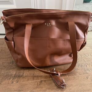 Brown diaper Bag with vegan Leather Design and Adjustable Shoulder Strap
